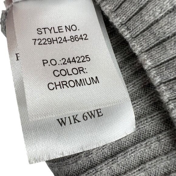 Paige Catarina Ribbed Collared Fitted Sweater Chromium Gray Size Large - Picture 12 of 12